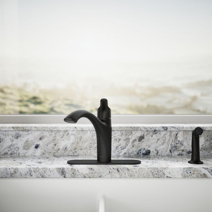 Kohler 30471-BL Rival Single Handle Swing Spout Kitchen Faucet Spray, Pull-Out Side Sprayer, Matte Black