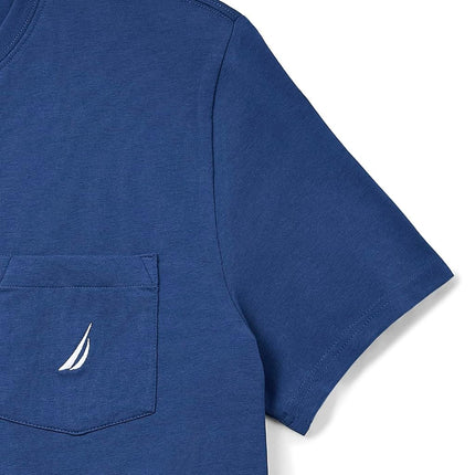 Nautica Men's Solid Crew Neck Short Sleeve Pocket T-Shirt, Estate Blue, XL