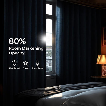 HPD Half Price Drapes Faux Linen Textured Room Darkening Curtains for Bedroom 84 Inches Long (1 Panel), 100W X 84L Extra Wide Curtains for Living Room Home Decor, Nightfall Navy
