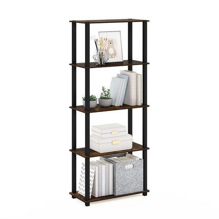 Furinno TURN-N-TUBE 5-Tier Tool-Free Corner Shelf, Amber Pine