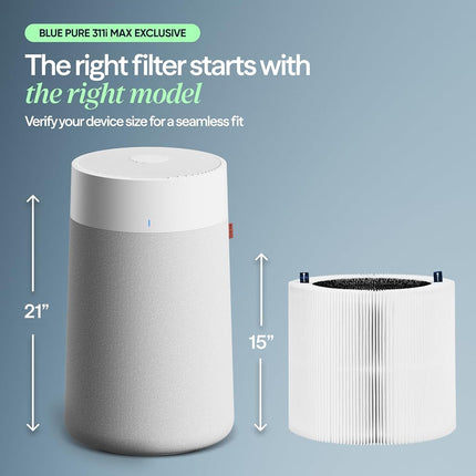 BLUEAIR Blue Pure 311i Max Genuine Replacement Filter, Blue Pure F3MAX, fits Blue Pure 311i Max Air Purifier