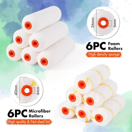 Valuemax Paint Rollers 4 Inch Paint Rollers for Decorating Cabinets, Doors, Crafts, Pack of 14, Orange and White