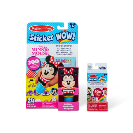 Melissa & Doug Sticker Wow!� Disney Minnie Mouse Bundle: 24-Page Activity Book, Refillable Sticker Stamper, Mini Pad, 500 Stickers, Arts and Crafts for Kids Ages 3+