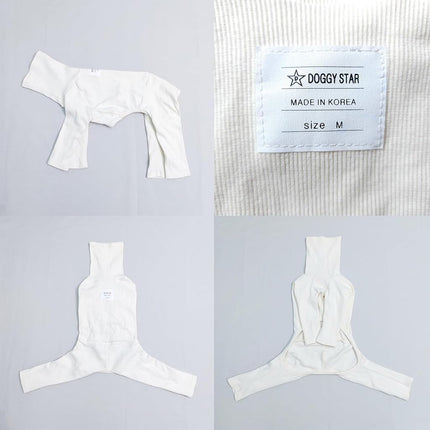 D Doggy Star Italian Greyhound Clothes Stretchable Onesie Whippet for Dog (XL,Ribbed Ivory)