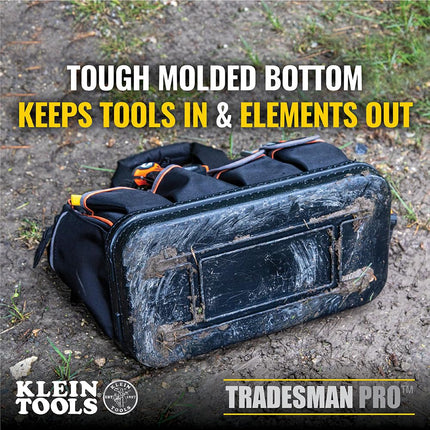 Tool Bag with Padded Shoulder Strap and Handles Has Lighted Tool Storage with 31 Pockets Klein Tools 55431