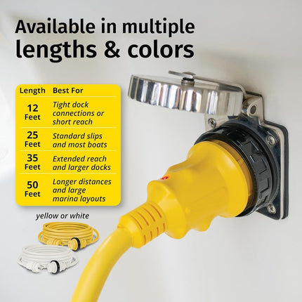 Marinco Cordset, 30A 125V, 35', Yellow, 35SPP