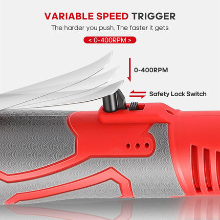 FAHKNS Llave de carraca inalámbrica extendida de 18 V, juego de llaves eléctricas de 3/8, 45 ft-lbs (60 N.m) 400RPM de potencia, 2 baterías de iones de litio de 2.0 Ah, 7 vasos (10/11/12/13/14/15/17mm) y cargador, gatillo de velocidad variable