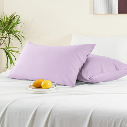 BEDELITE Pillow Cases Standard Size 2Pcs, Rayon from Bamboo, Light Purple