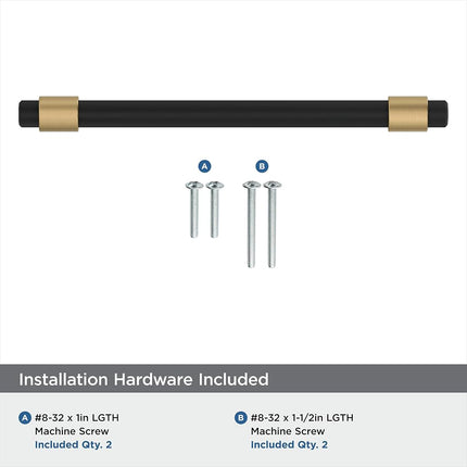 Amerock | Cabinet Pull | Matte Black/Champagne Bronze | 5-1/16 inch (128 mm) Center-to-Center | Mergence | 1 Pack | Drawer Pull | Cabinet Handle | Cabinet Hardware