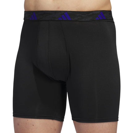 adidas Men's Microfiber 3-Pack Boxer Brief, Black/Team Royal Blue/Better Scarlet, XXL