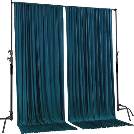AK TRADING CO. 10 feet x 10 feet Dark Teal Polyester Backdrop Drapes Curtains Panels with Rod Pockets - Wedding Ceremony Party Home Window Decorations