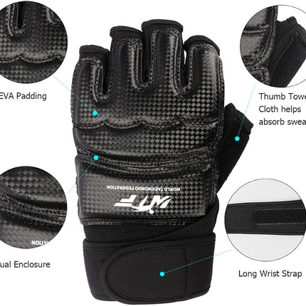 Punch Bag Training Gloves, LangRay Taekwondo Karate Gloves for Sparring Martial Arts Boxing Training for Adults and Kids,Black M