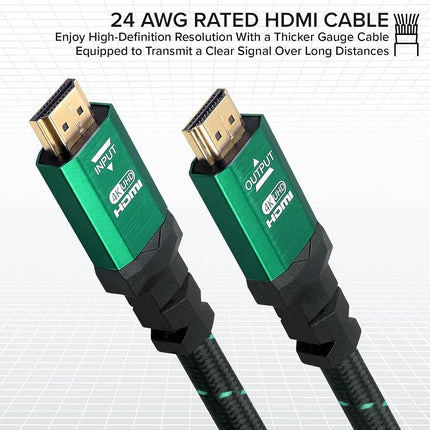 4K HDMI 2.0 Cable 3 ft. by RitzGear. 18 Gbps Ultra High Speed Braided Nylon Cord & Gold Connectors - 4K@60Hz/UHD/3D/2160p/1080p/ARC & Ethernet. Compatible with UHD TV/Monitor/PC/PS5/Xbox