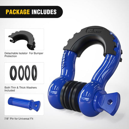 Nilight 2 Pack 3/4" D-Ring Shackle with 7/8" Screw Pin 41,887lbs Break Strength, Heavy Duty Off Road Recovery Shackle with Isolators Washers for Use with Tow Strap, Winch, Off-Road Jeep Truck Vehicle