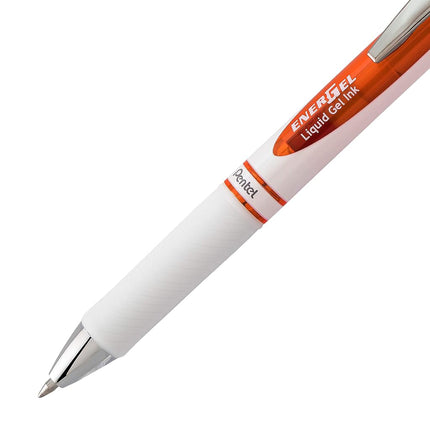 Pentel EnerGel Pearl Retractable Liquid Gel Pen, (0.7mm) Metal Tip, Medium Line, Orange Accent, Orange Ink, 12 pack (BL77PW-F)
