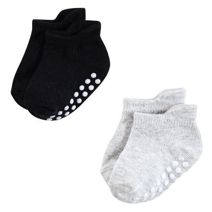 Hudson Baby Unisex Baby Non-Skid No-Show Socks, Pink Black, 4-6 Toddler