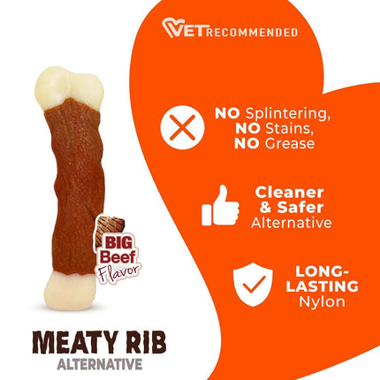 Nylabone Meaty Rib Alternative Dog Chew Toy, Beef