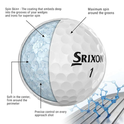 Srixon Q-STAR TOUR Golf Ball with Ultra-Thin High-End Urethane Cover | Spin Skin+ New Generation | Soft Feel | FastLayer Core Technology |12 Pieces | White