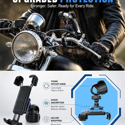 Hiboy Bike Phone Holder, 360° Rotation Adjustable Motorcycle Phone Mount,Bicycle Scooter Handlebar Phone Clip for 5.1" - 6.8" Smartphones