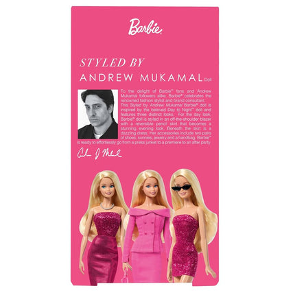 Barbie Signature Styled by Andrew Mukamal Fashion Doll - Collectable with 3 Looks for Day and Evening and Accessories - Includes Stand - JBH81