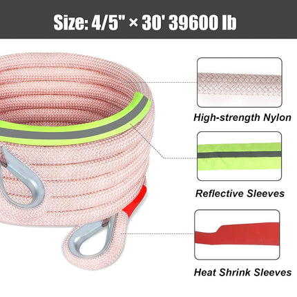 TISEMENT Upgrade Kinetic Recovery Rope, 4/5''×30' 39600LBS Heavy Duty Tow Rope with Steel Shackles Off Road Gear,High-Strenth Portable Bag & Gloves,Tow Strap for Truck, Car, Jeep