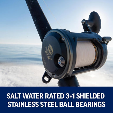 PENN Squall II Level Wind, Fishing Reel, Conventional Reels, Sea - Nearshore/Lake Fishing, Saltwater Boat or Kayak Fishing,Unisex, Black Gold, 30 | Right Hand