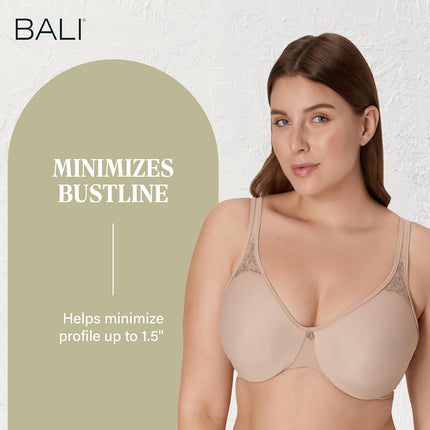 Maidenform Bali Womens Passion for Comfort Minimizer Bra, Full-Coverage Underwire Bra, Seamless Cups, Toffee, 38 E