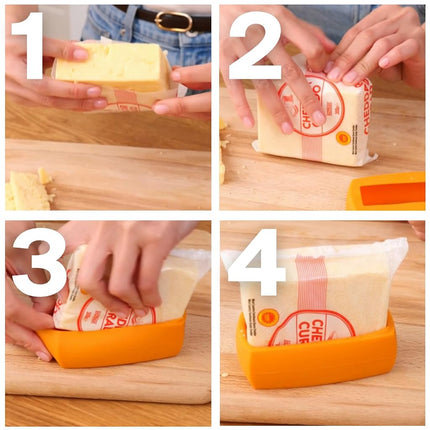Food Huggers Cheese Huggers Set of 4 Reusable Silicone Savers | Cheese Paper Alternative | Store Cheddar, Swiss, Colby Jack and More