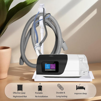 Retractable CPAP Hose Holder for Bed - Adjustable Tube Hanger with Nightstand CPAP Machine Tray, Organizes Mask & Accessories, Compact Design