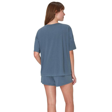 Hanes Women's Originals Supersoft Comfywear 2 Piece Lounge Boxy T-Shirt & Sleep Shorts Loungewear Set, Stargazer Grey/Stargazer Grey, Large