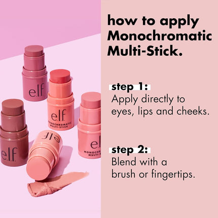 e.l.f. Monochromatic Multi Stick, Luxuriously Creamy & Blendable Color, For Eyes, Lips & Cheeks, Luminous Berry, 0.17 Oz (5g)