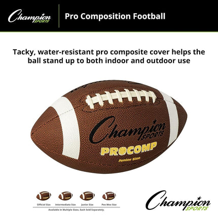 Champion Sports CF300 Pro Comp Football, Junior, Brown