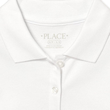 The Children's Place Girl's Short Sleeve Pique Polo, White, XX-Large
