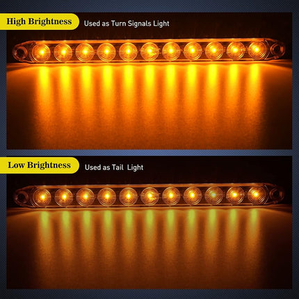 Nilight 2PCS 16Inch 11 LED Amber Trailer Marker ID Bar Stop Brake Turn Signals Tail Light DOT Compliant IP65 Waterproof for Truck Trailer