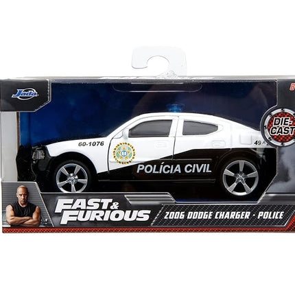 Fast & Furious 1:32 2006 Dodge Charger Police Car Die-Cast Car, Toys for Kids and Adults