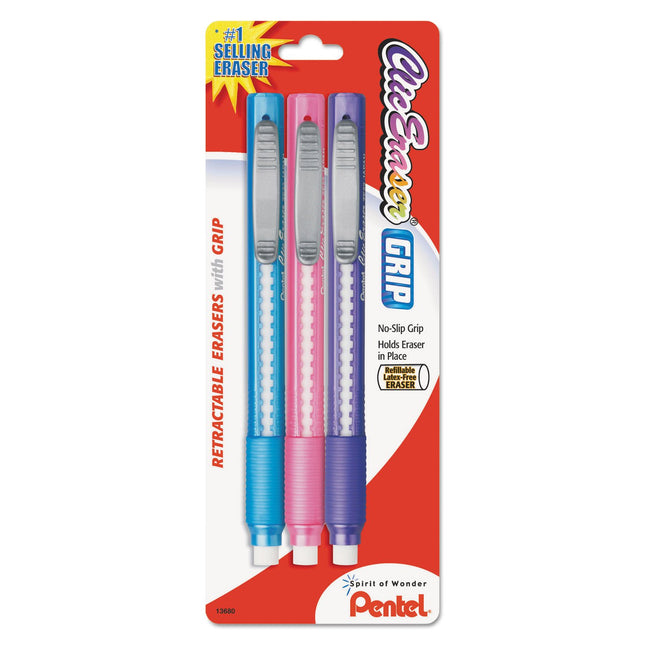 Pentel Clic Retractable Eraser with Grip, Assorted
