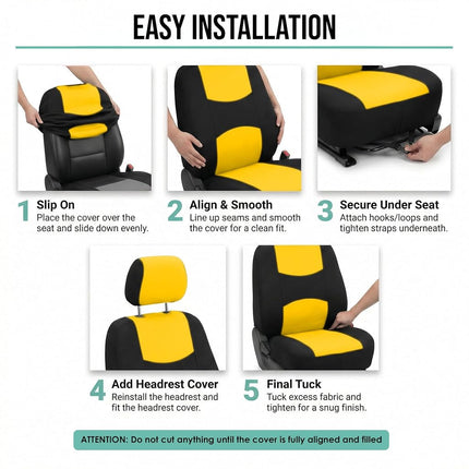 FH GROUP Car Seat Covers, Full Set, Yellow