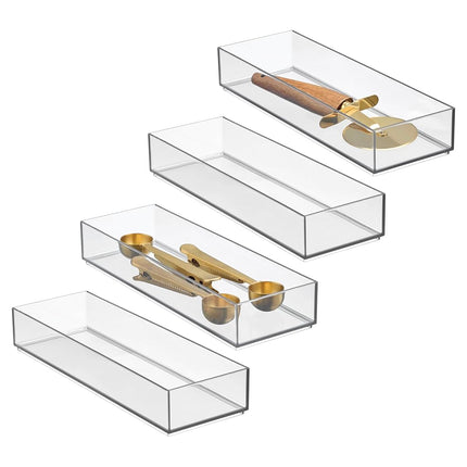 iDesign Tiroirs Transparents Organisation Cuisine Salle de Bain Couverts Spatules Gadgets Grand Lot de 4