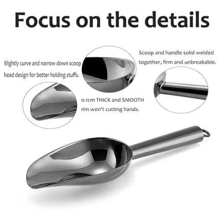 Mini Ice Scoop Set of 4, E-far 3 Ounce Platinum Black Stainless Steel Scoops for Candy/Flour/Sugar, Small Metal Scoops for Party/Canisters Jars/Kitchen Bar/Ice Maker, Rust Proof & Dishwasher Safe