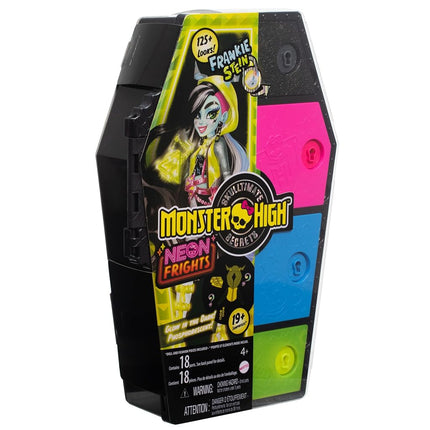 Monster High Doll and Fashion Set, Frankie Stein Doll, Skulltimate Secrets: Neon Frights, Dress-Up Locker with 19+ Surprises, HNF79