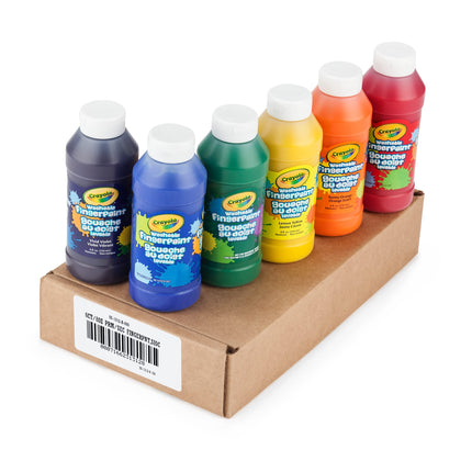 Crayola 6 Count 8 oz. Washable Kids Finger-Paints Features 3 Bold Primary Colors & 3 Bright Secondary Colors. Great Art Supplies for Kids