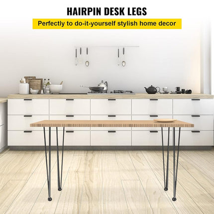 VEVOR Hairpin Table Legs 30" Black Set of 4 Desk Legs 880lbs Total Load Capacity Hairpin Desk Legs 3 Rods for Bench Desk Dining End Table Chairs Carbon Steel DIY Heavy Duty Furniture Legs
