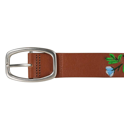 Ceintures en cuir Lucky Brand pour femme, motif floral brodé, déclaration de mode audacieuse - Camel, L (31-33")