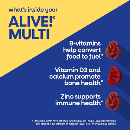 Nature's Way Alive! Men's Gummy Multivitamin, High Potency B-Vitamin Complex, Supports Muscle Function*, Fruit Flavored, 60 Gummies