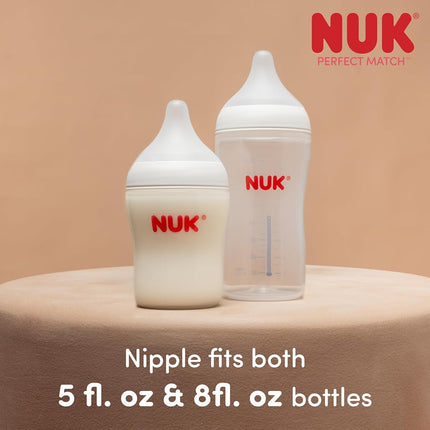NUK Perfect Match 2-in-1 Natural and Anti-Colic Bottle with Slow Flow, Wide, Adaptable Nipple, 5oz., 2 Pack