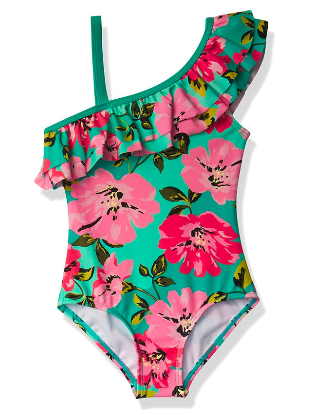 Kanu Surf Girls' Morgan Floral Ruffle One-Shoulder