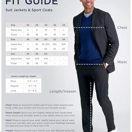 Haggar Traje para hombre de ajuste a medida con rendimiento para viajes - Pantalones y chaquetas, negro, talla 42 corta