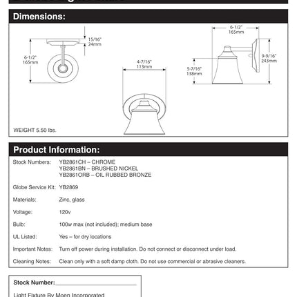 Moen YB2861BN Éclairage de salle de bain Eva, nickel brossé