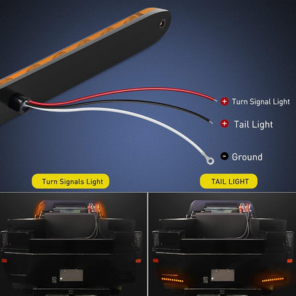 Nilight 2PCS 16Inch 11 LED Amber Trailer Marker ID Bar Stop Brake Turn Signals Tail Light DOT Compliant IP65 Waterproof for Truck Trailer