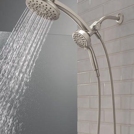 Delta 6-Setting PivotPro 3-in-1 Combination Shower Head with ProClean Spray, Chrome Round Shower Head Rainfall with Handheld Spray, 1.75 GPM, Chrome 75649